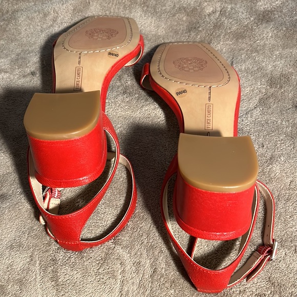 NEW Vince Camuto Red sandals, size 9W. Never worn. Low heel appx. 1 1/2 inches - Picture 6 of 8